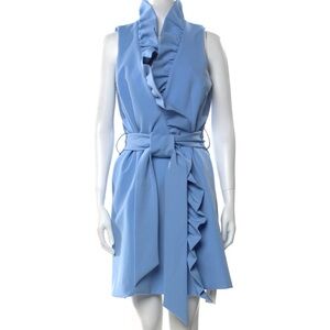 Milly Light Blue Sleeveless Belted Mock Neck Mini Dress | Size 8